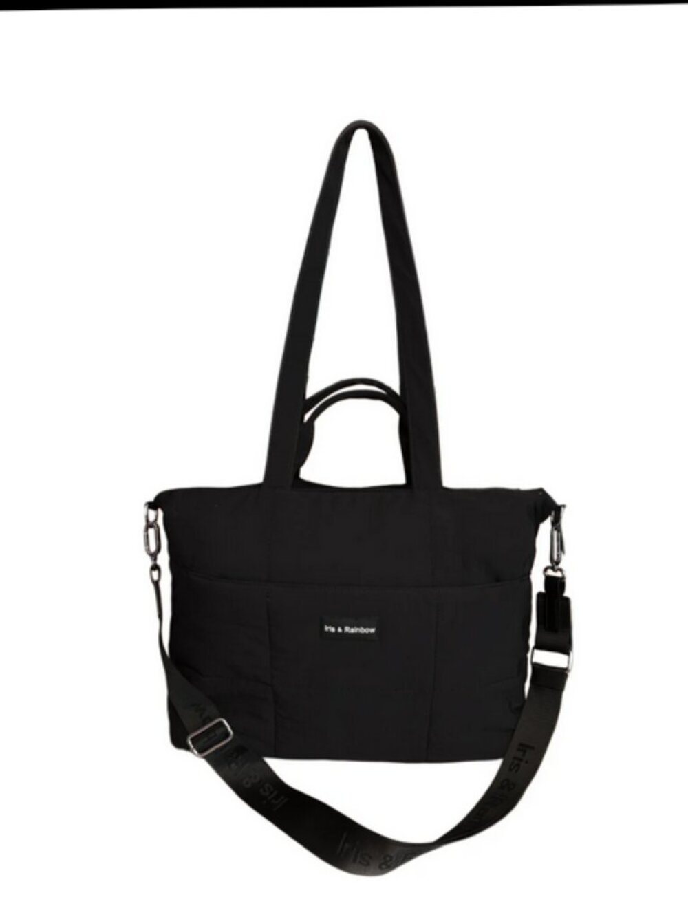 Iris & Rainbow Sensational Tote Bag Black Quilted Travel Work Tote